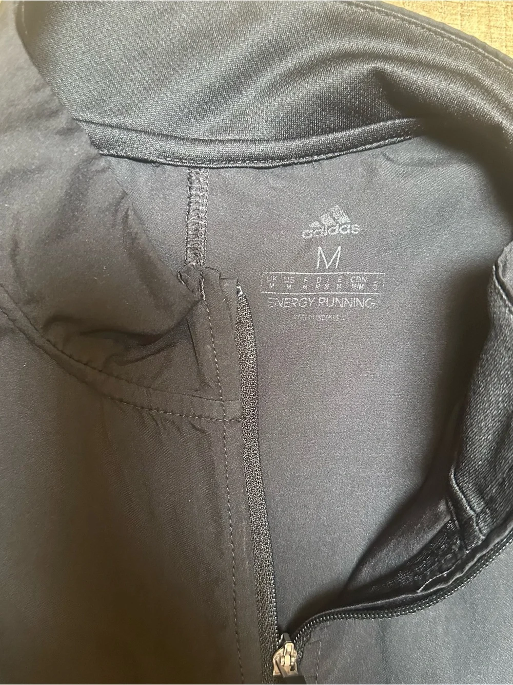 adidas Black Full-Zip Performance Jacket with Reflective Stripes